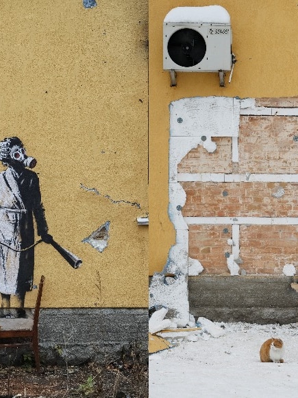 Group Of Thieves Attempt To Steal Banksy Art Work From Damaged Ukraine ...