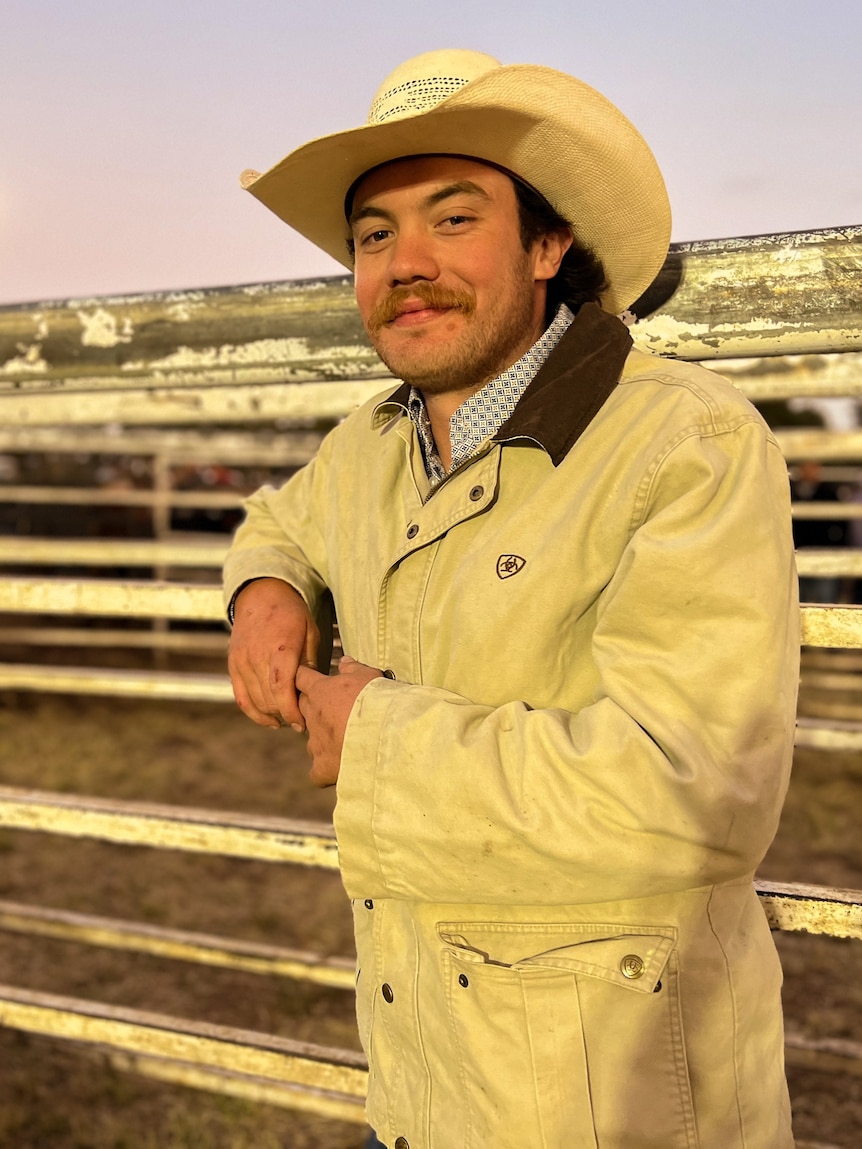 Its white knuckles and belt buckles as amateur bull rider James chases ...