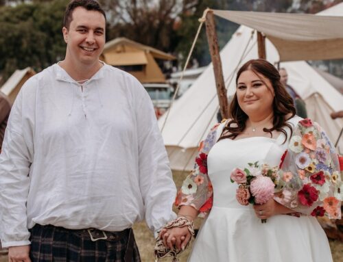 Alternative wedding ceremony ‘literally ties bride and groom together’ at medieval fair